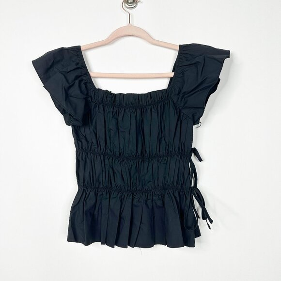 2/$30 SHEIN Soleia Cap Sleeve  Ribbon Tie Wrapping Gathered Blouse 2 #A0239 TRB2 - Picture 3 of 8